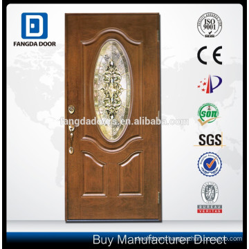 Fangda latest design modern wood door with glass